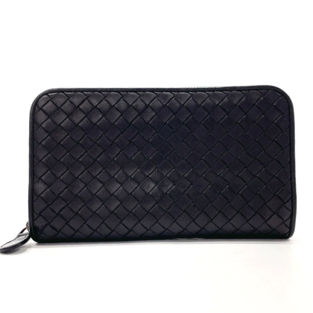 Authentic Bottega Veneta Intrecciato Black Leather Wallet